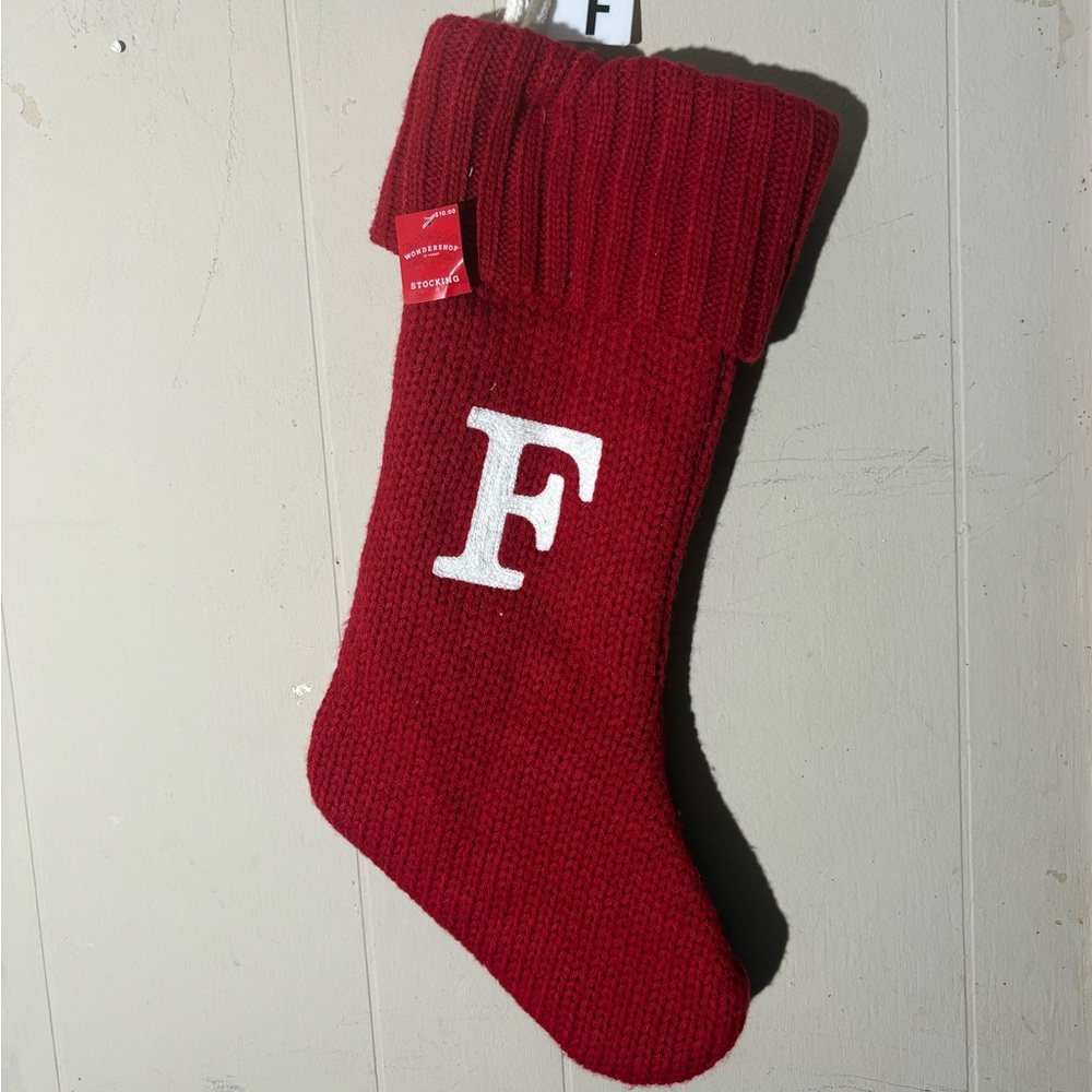 Letter F Wondershop Red Knit Stocking - Picture 2 of 4